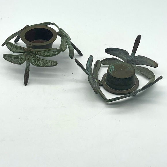 Zodax Accents Zodiac 2pc Set Metal Dragonfly Votive Tea Light Candle Holders Made In India